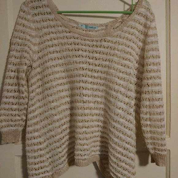 BOGO🎀Loose Woven Stripe Sweater with Open Back- Size L - Picture 2 of 5